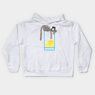 Marmoset with banana drink Kids Hoodie